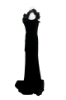 Picture of Elegant Marchesa black velvet gown featuring a dramatic floral appliqué neckline and floor-length silhouette with train.
